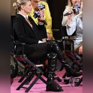 Schutz Kaolin Black Patent Leather Over the Knee Stretch Boots 8